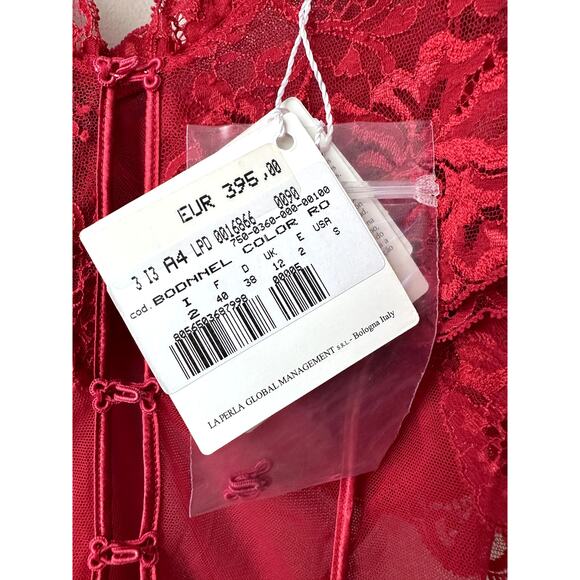 $446 La Perla Red Lace Bodysuit One Piece Womens Size Small Lingerie New - Picture 4 of 10